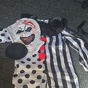 Scary Clown Kids Costume - Black, White & Red Size  Small 4-6t